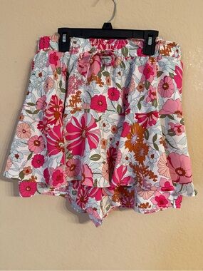 Flowy Shorts Skort for Women Chiffon Ruffle Skorts Mini Skirts for Summer